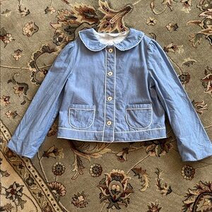 Janie and Jack Blue Jacket with White Piping size 7